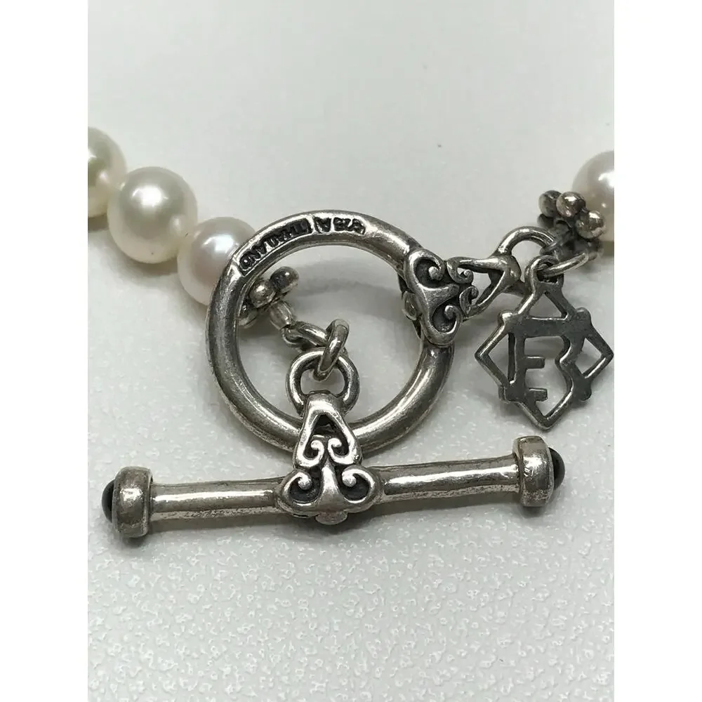 Elyse Ryan Sterling Silver 925 Swarovski Crystal Necklace Pearl Lemonade Toggle